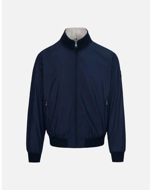 Sandbanks Blue Reversible Nylon Funnel Bomber/Stone for men