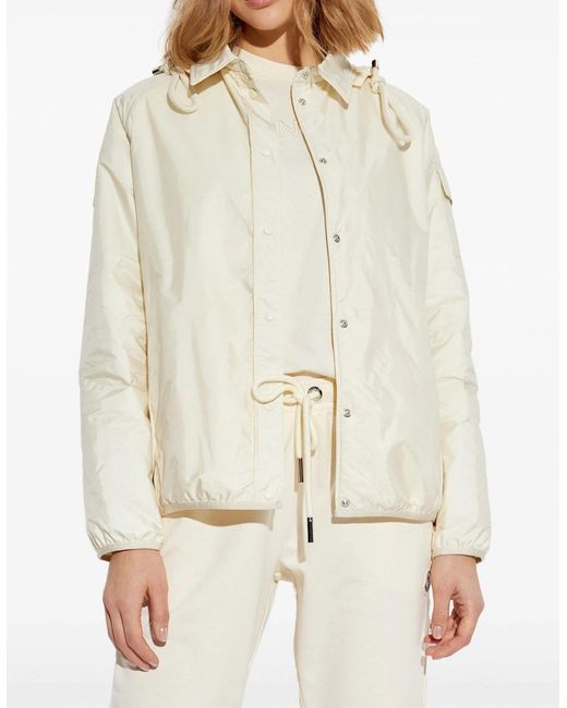 Moncler White Hooded Overshirt Cream
