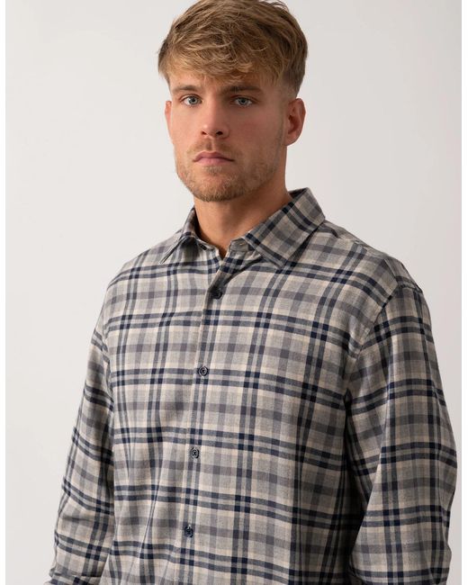 Oliver Sweeney Gray Barnham Long Sleeve Cotton Twill Shirt for men