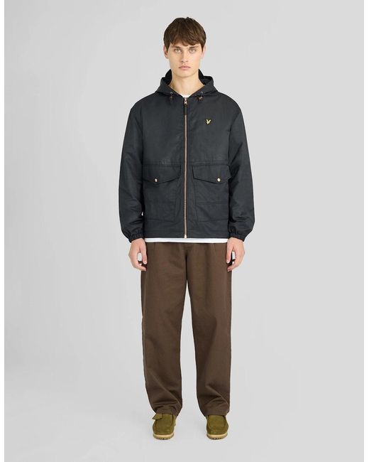 Lyle & Scott Gray Waxed Hooded Utility Jacket for men
