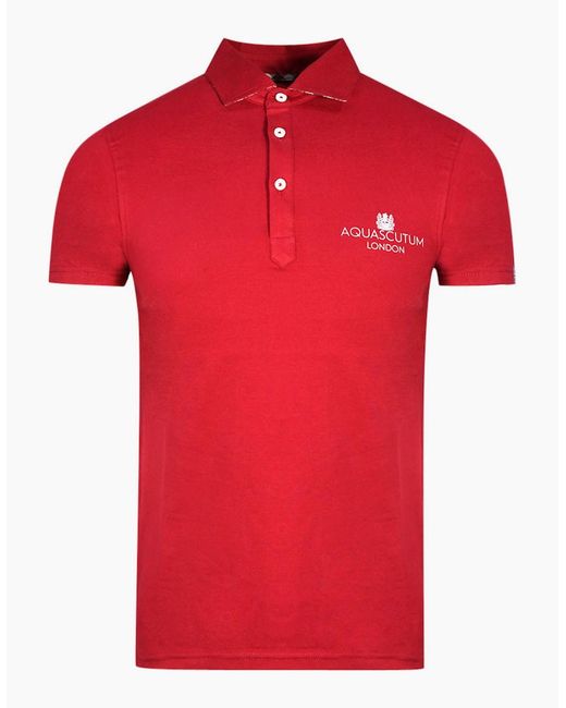 Aquascutum Red London Bold Logo Polo Shirt for men