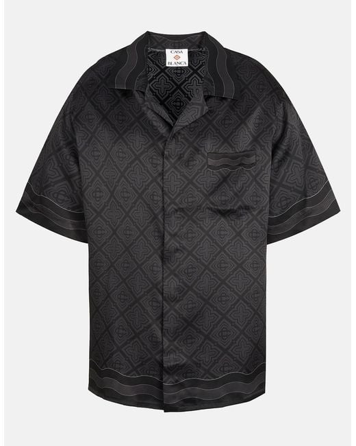 Casablanca Black Satin Radiating Monogram Silk Shirt for men
