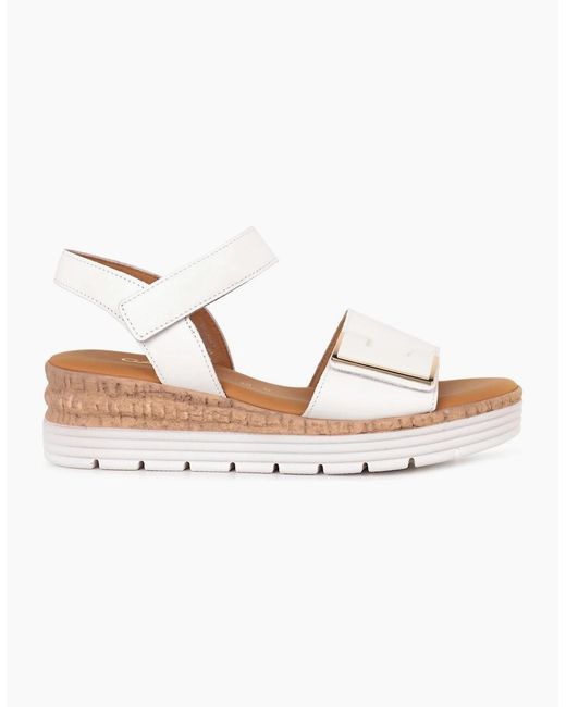Gabor White Shout Wedge Heel Sandals