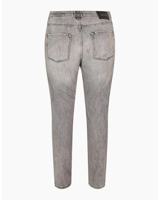 Boss Gray Delaware Slim Fit Mid Rise Jeans for men
