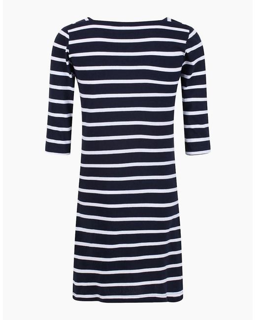 Regatta Blue Paislee Boat Neck Three Quarter Sleeve Knee Length Dress