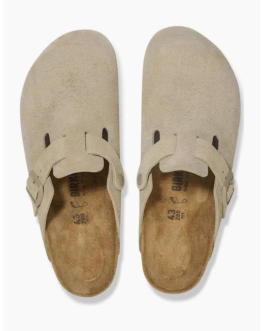 Birkenstock Boston White Suede Sandals for men