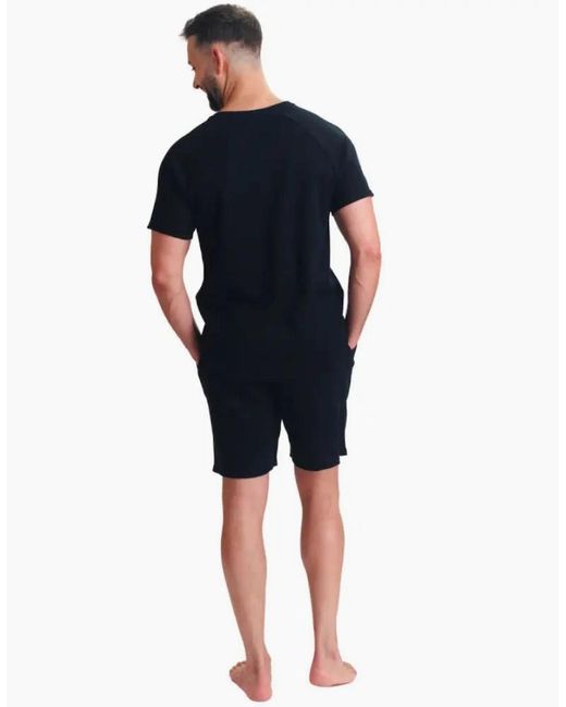 Ted Baker Black Waffle T-Shirt & Shorts Lounge Set for men
