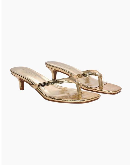 XY London Natural Ladies Jane Toe Post Low Kitten Heel Mule Sandals
