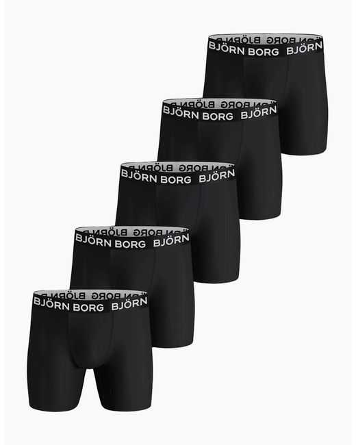 Björn Borg Black 5-Pack Performance Boxer Briefs for men