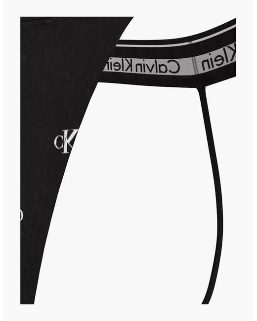 Calvin Klein Black Diamond Logo Print String Thong