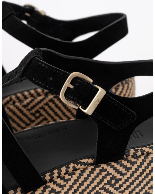 Fitflop Black Platfforms Graphic-Weave Suede Fisherman Sandals