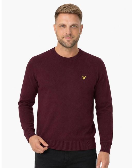 Lyle & Scott Purple Lyle & Scott Merino Crew Neck Jumper Burgundy for men