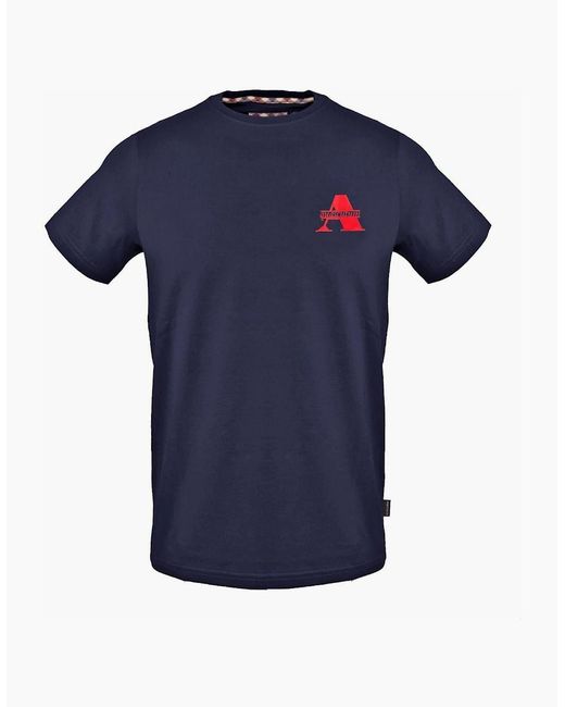 Aquascutum Blue Regular Fit Crew Neck Short Sleeve T-Shirt for men