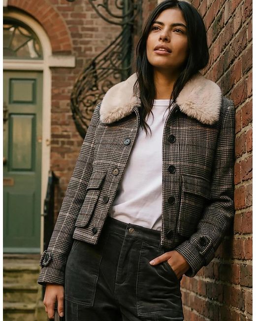 Nooki Design Green Gisele Wool Check Coat