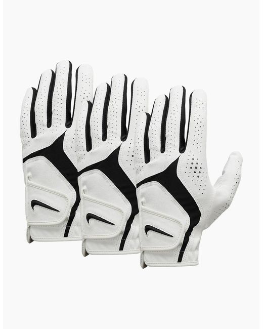 Nike White Dura Feel X Golf Gloves (Pack Of 3) for men