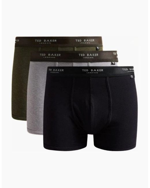 Ted Baker Black 3-Pack Coloured Boxer Trunks for men