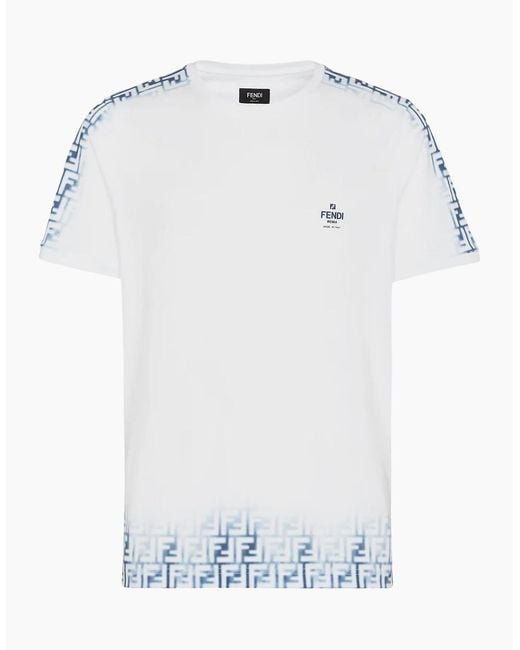 Fendi White Ff Monogram Faded Print Avio T-Shirt for men