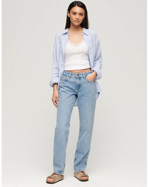 Superdry Blue Mid Rise Straight Leg Jean Spring Vintage Custom