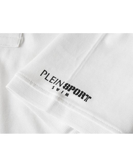 Philipp Plein White Plein Sport Small Logo Polo Shirt for men