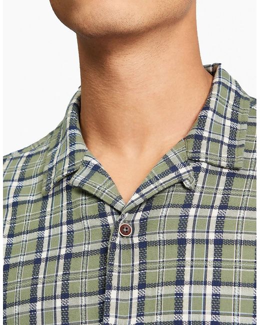 Ben Sherman Gray Short Sleeve Textured Check Shirt for men