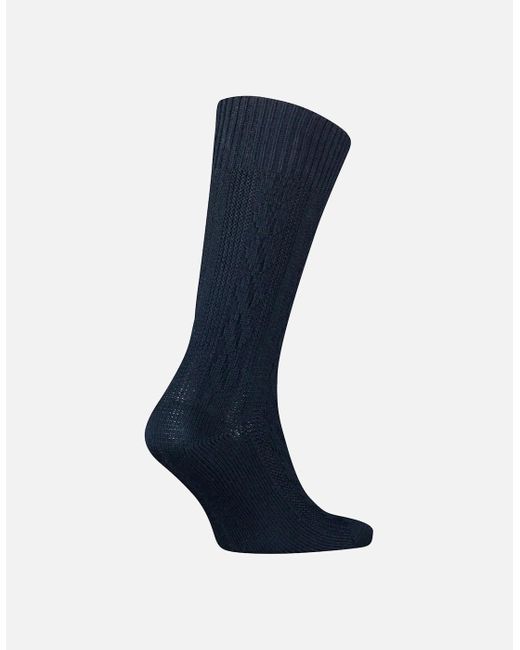 Tommy Hilfiger Blue Merino Wool Cable-Knit Boot Socks for men