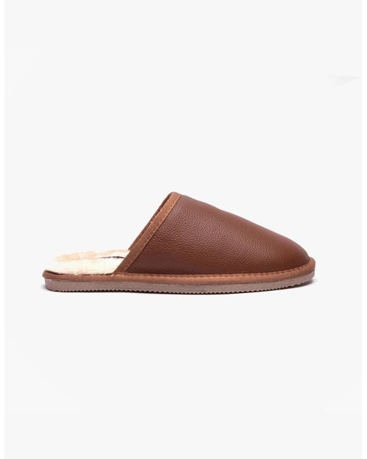 Hush Puppies Brown Coady Leather Slipper Classic Slippers Tan for men