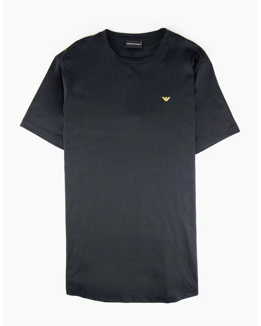 Emporio Armani Black Embroidered Logo T Shirt for men