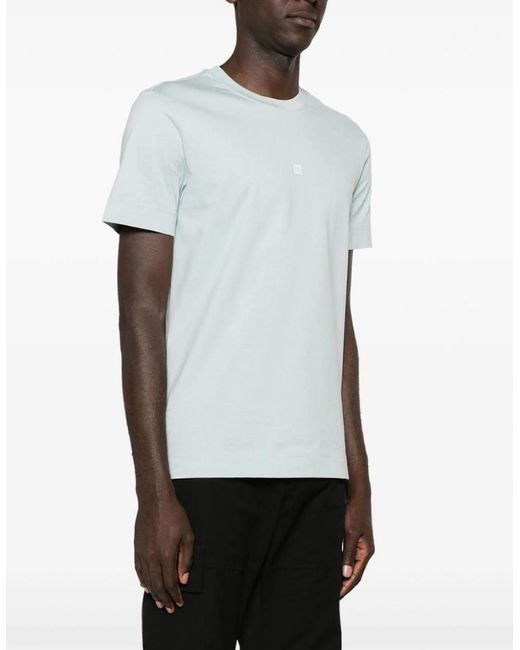 Givenchy Blue 4G Logo Embroidered T-Shirt Mineral for men