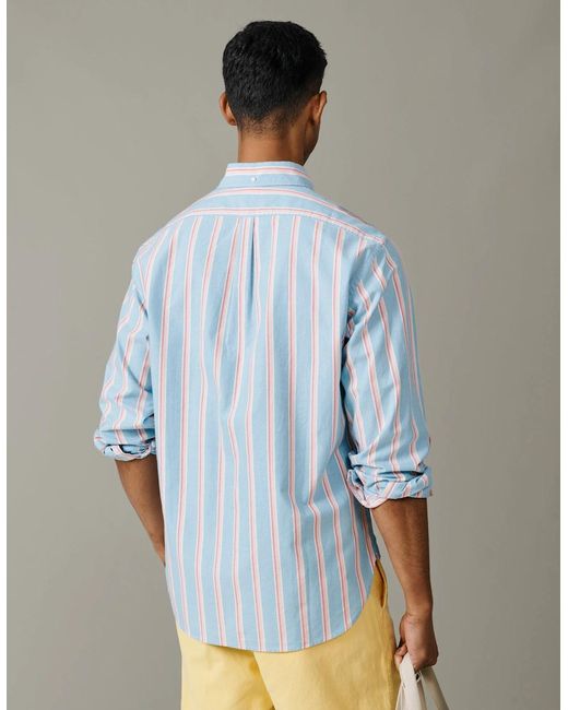 aubi Blue Walesby Lightweight Relaxed Oxford Shirt for men