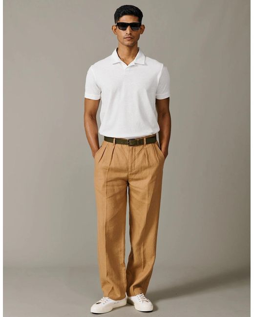 aubi White Churchfiel Open Collar Polo for men