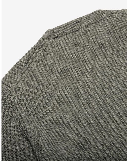 Oliver Sweeney Gray Ribbed Wool Blend Crew Neck Jumper for men