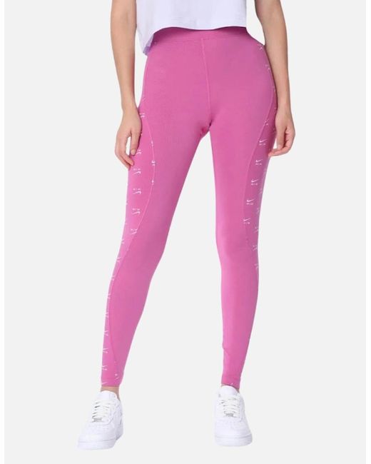 Nike Pink All Over Swoosh Logo Plain Leggings