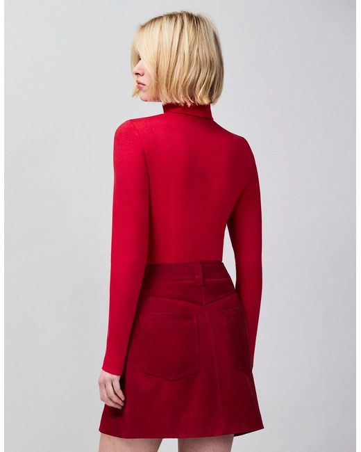 Ro&zo Red Cotton Blend Roll Neck Top