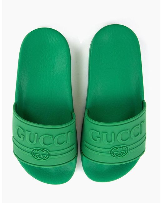 Gucci Green Logo Rubber Slider