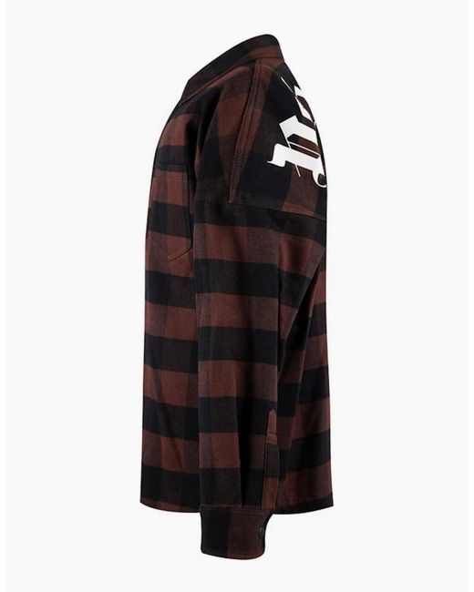 Palm Angels Black Classic Logo Flannel Overshirt Jacket for men