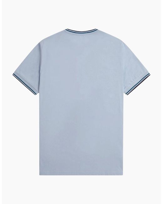 Fred Perry Blue Twin Tipped T Shirt Crew Neck Short Sleeve Summer Tee for men