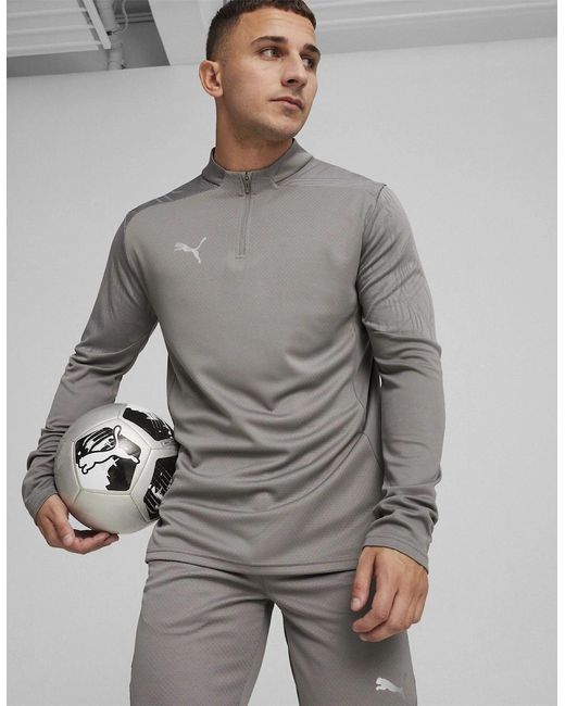 PUMA Gray Teamfinal Training 1 4 Zip Fleece for men