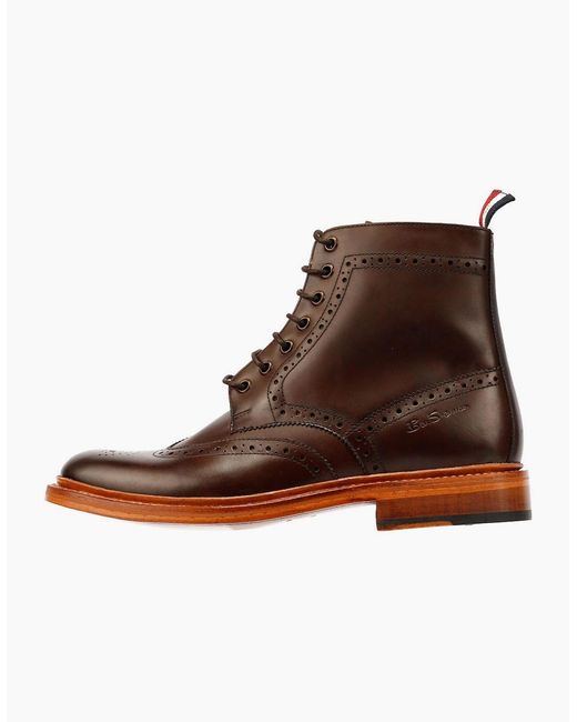 Ben Sherman Brown Arthur Leather Mocha Boots for men
