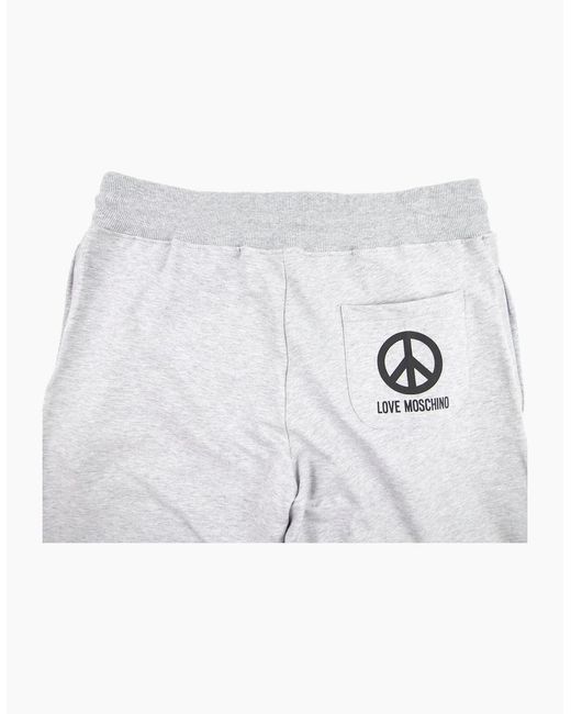 Love Moschino White Peace Logo Back Pocket Pants for men