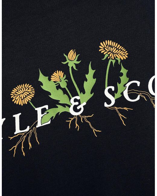 Lyle & Scott Blue Botanical Graphic Cotton Hoodie for men