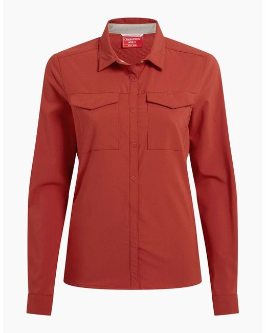 Craghoppers Red Ladies Nosilife Pro Iii Nosilife Long-Sleeved Shirt