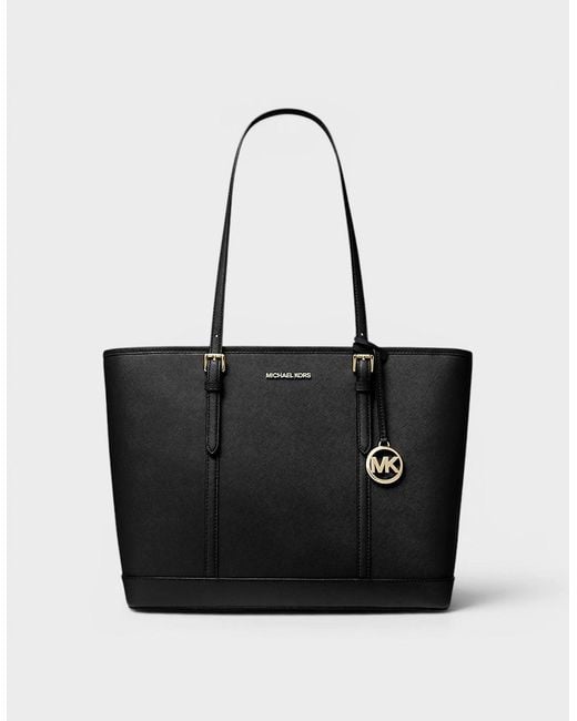 Michael Kors Black Jet Set Travel Large Saffiano Leather Tote Bag