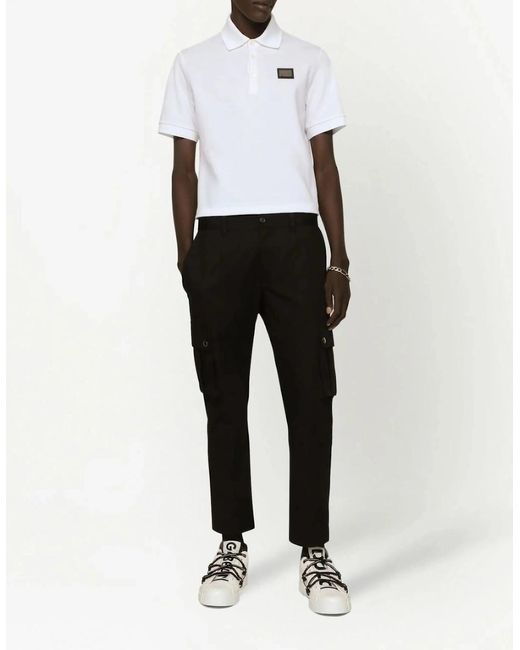Dolce & Gabbana White Logo Polo Plaque Shirt for men