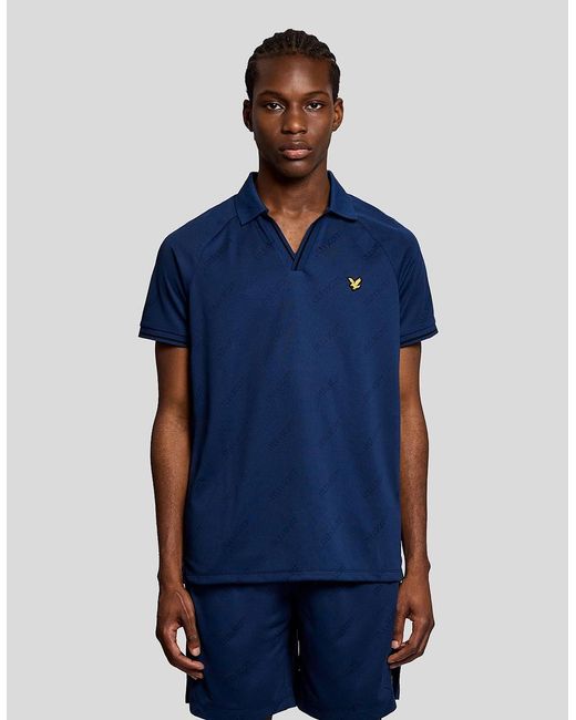 Lyle & Scott Blue Sports Embossed Football Polo Shirt for men