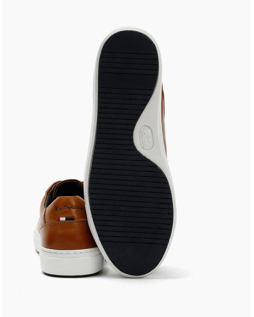 Ben Sherman Brown Ace Cupsole Leather Tan Trainers for men