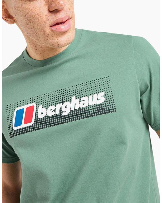 Berghaus Green T Shirts Dot Maintain Logo Crew Neck Short Sleeve Cotton Summer Tee for men