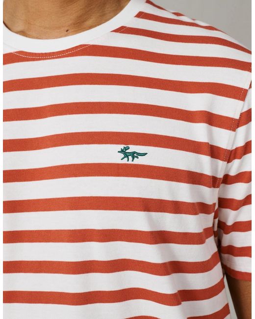 aubi Red Fore Striped Tee for men