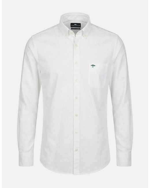 Fynch-Hatton White Washed Oxford Solid Button Down Shirt for men