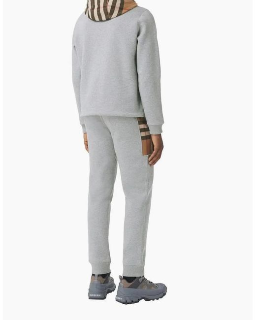 Burberry Gray Check Panel Jogging Pants for men