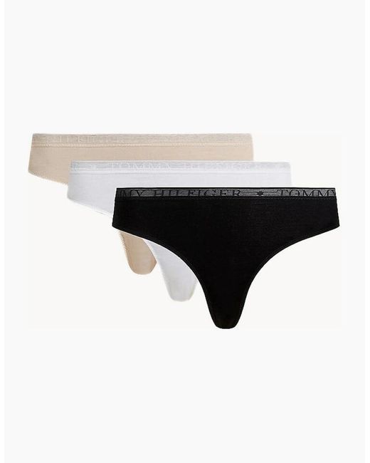Tommy Hilfiger Black 3-Pack Logo Lace Thongs, /Misty Blush